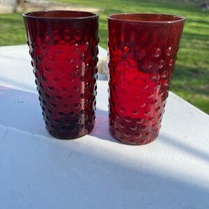 vintage Anchor Hocking Royal Ruby Red glass tumblers Hobnail